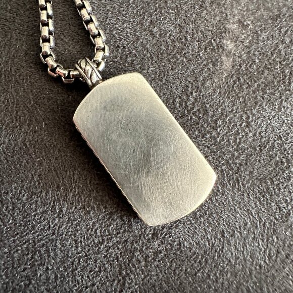David Yurman Tiger Iron Dog Tag & DY Small Box Chain Necklace - 24" - Picture 9 of 15